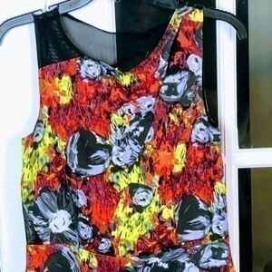 Red, grey, black & yellow Rachel Roy floral dress